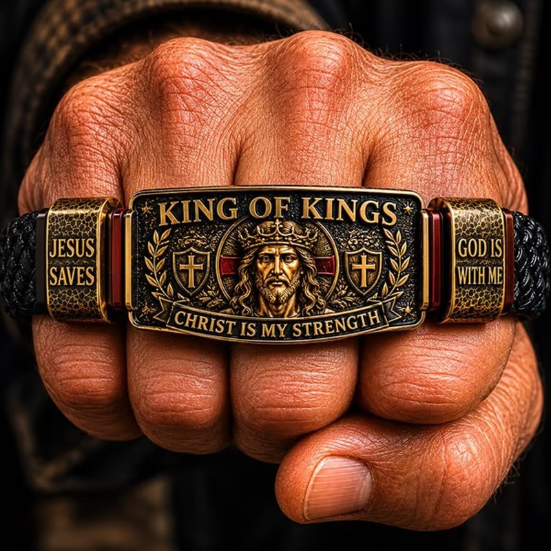 King of Kings Faith Bracelet - Adjustable Christian Wristband Jesus Saves Cross gallery