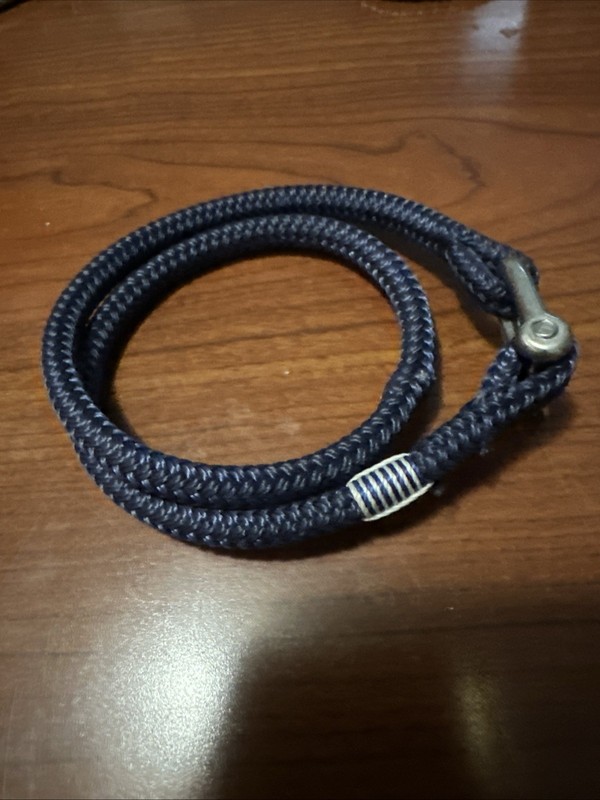 Mystic Knotwork: Nautical Double Wrap Shackle Bracelet Dark Blue w/Nautical Whip gallery