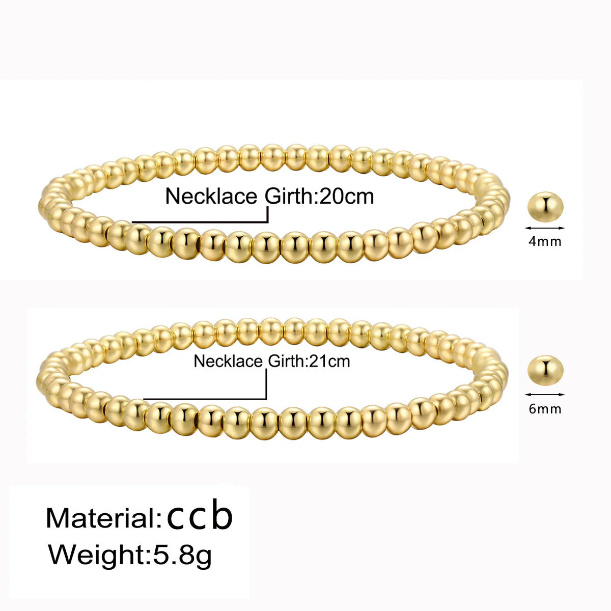 Stackable Stretch Elastic CCB Gold Bead Layered Bracelets gallery
