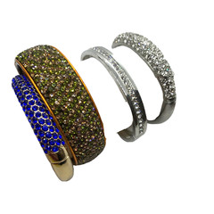 Vintage Rhinestone Bracelet Lot Colorful Mod Boho Statement glam Stack bling