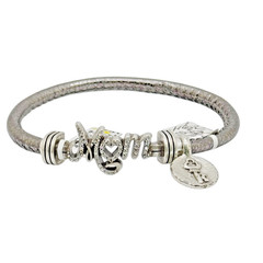 Brighton Color Clique Bracelet MOM Ornament + Charm BRONZE Leather Cord NWT