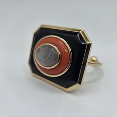 HOUSE OF HARLOW 1960 Open Cuff Gray Black Coral Bracelet Nicole Ritchie