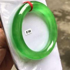 53MM Natural Ice Green Jadeite Jade Bracelet Burma Jadeite Jade Bangle