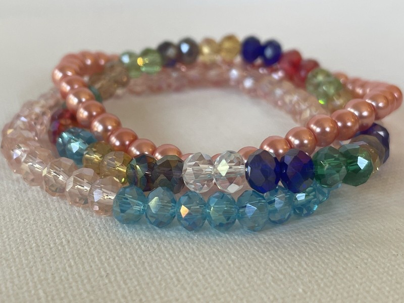 Bohemian Bracelets 3 Stackable Stretch Bracelets Multi Layered Stretch Boho gallery