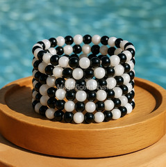 5PCS Black Tourmaline Selenite Stone Bracelet Crystal Healing Energy Reiki Gifts