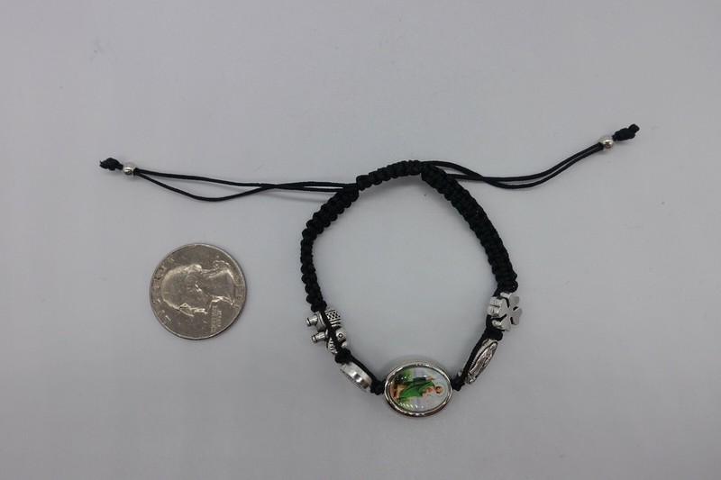 x6 St Jude bracelet fashion black cord rhodium plated medals macrame gallery