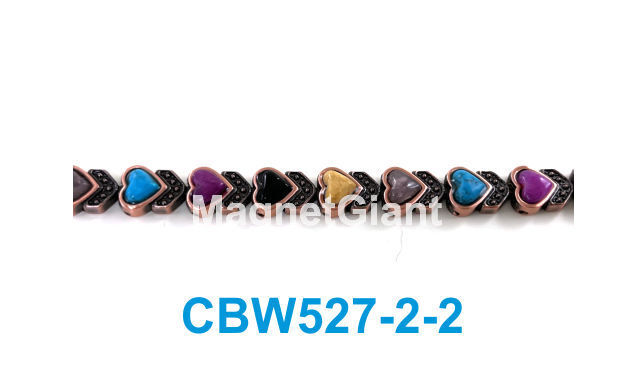 Semiprecious Stones Heart Women Copper link high power magnetic bracelet gallery