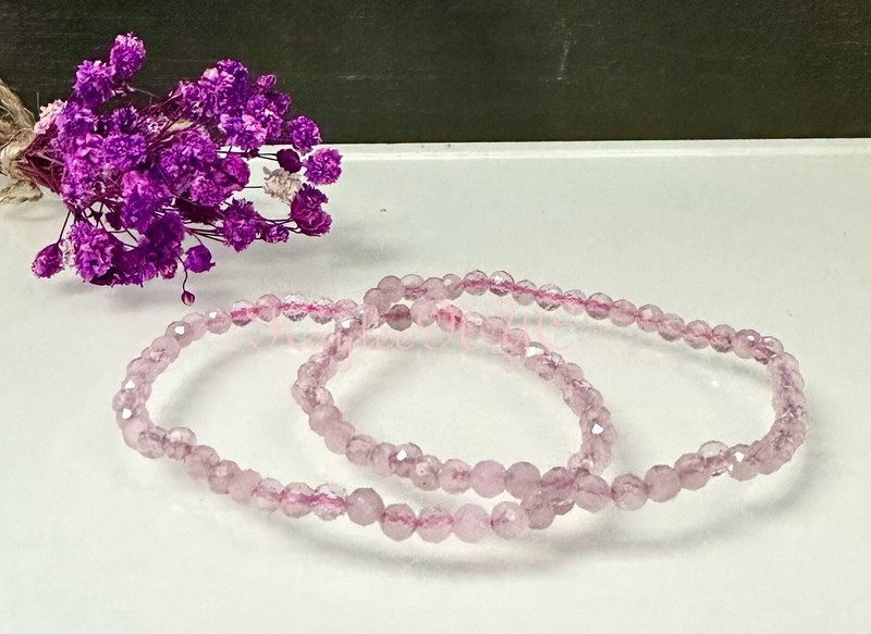 Wholesale 6 Pcs Natural Rose Quartz 3mm Faceted 7.5” Stretch Bracelet gallery