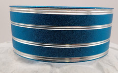 Blue and Silver Metal Striped Bangle Bracelet Woman’s – 2 3/4 in dia.