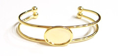 2 of 18x13mm Shiny Gold Cuff Bracelet Settings for Cameos, Cabochons or Glass