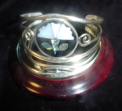 Vintage Mexican Alpaca Cuff Bracelet Abalone Mother of Pearl Shaman Totem Mask