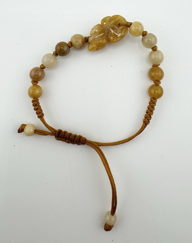 Yellow Jade String Bracelet Pi Xiu Yao Xie Dragon Feng Shui Fortune Luck Power gallery