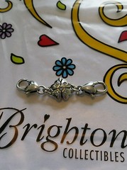 Brighton clover luck 5 crystal extender clasp two hearts for bracelet 2 inch NEW