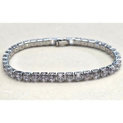New Tennis Bracelet 7.5 in Silver Plated Round Cut 5A AAAAA CZ Cubic Zirconia