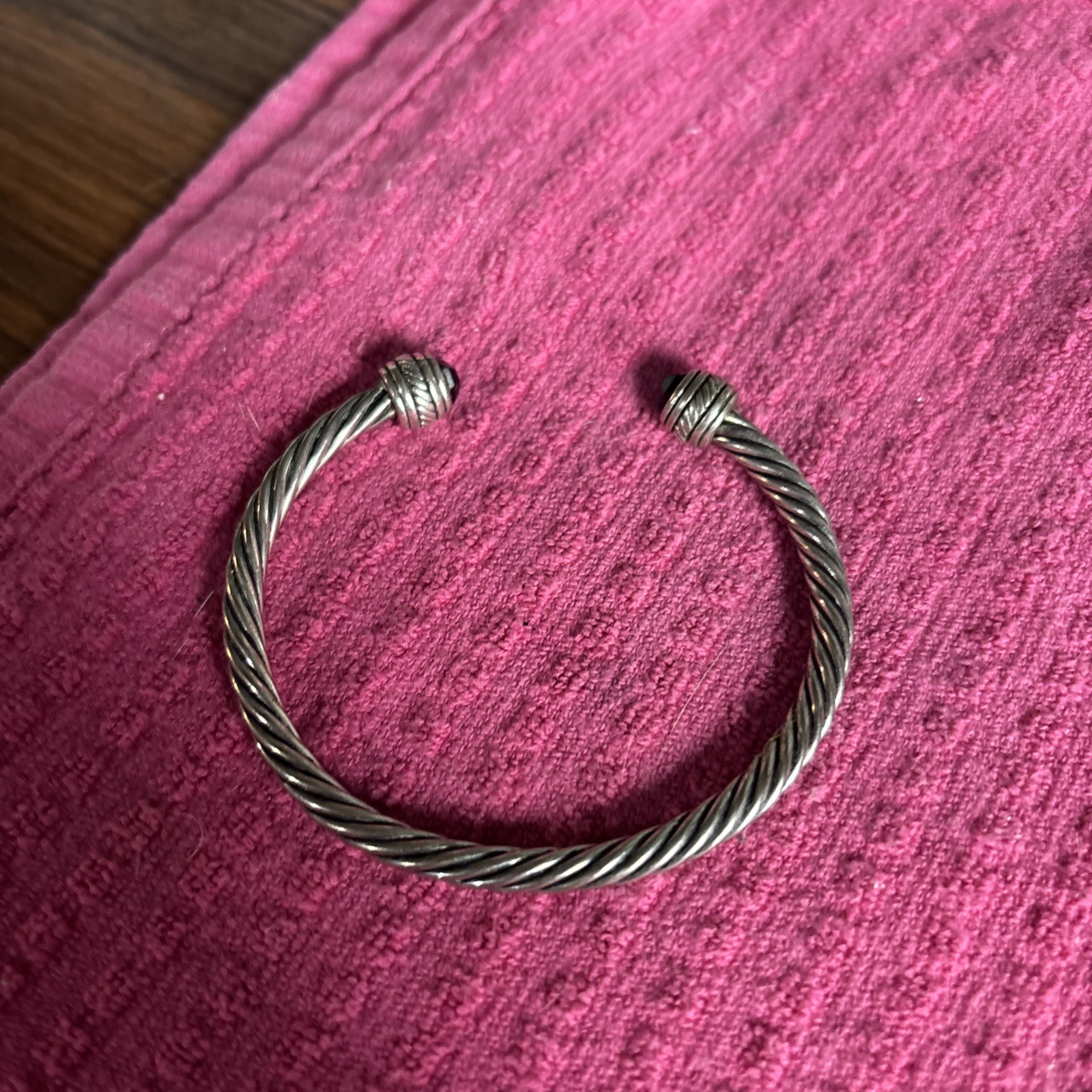 Twisted Cable Cuff Bracelet Silver Tone gallery