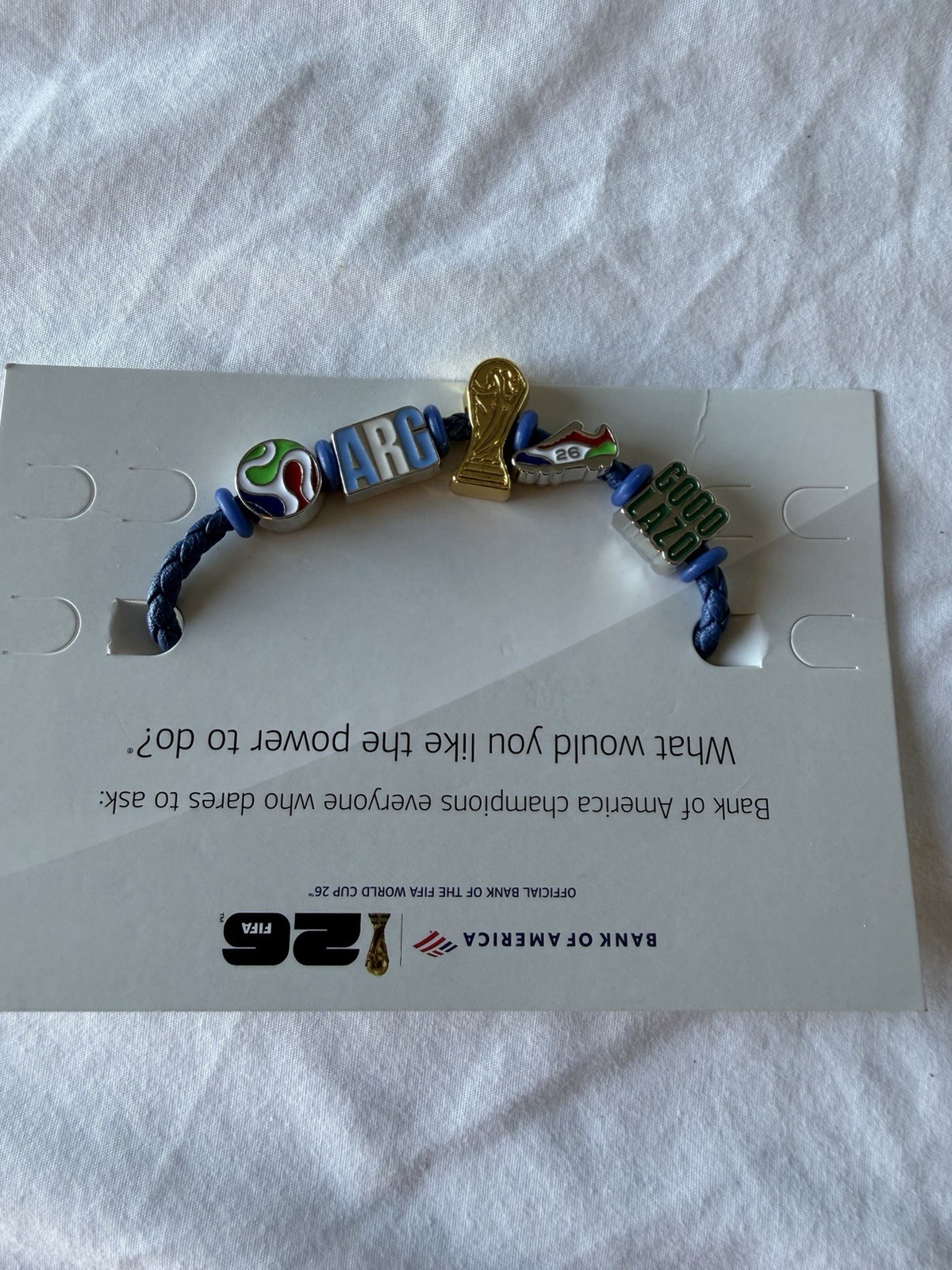 FIFA World Cup 2026 Cord Charm Bracelet Blue/Multicolor Bead Sports gallery