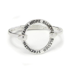BELIEVE BLESSED STRENGTH Inspirational Bangle Bracelet Silver
