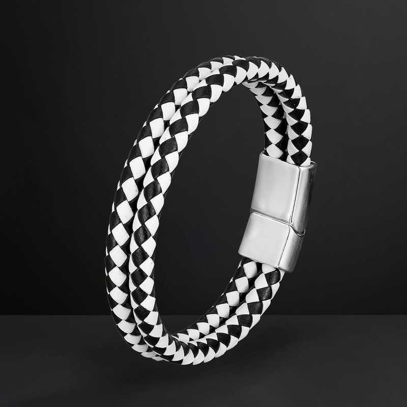 Wedding Party Leather Bracelet Handmade Braided Rope Magnetic Alloy Clasp Firm gallery