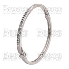 CUBIC ZIRCONIA bangle BRACELET rhodium silver polished ELEGANT CZ crystal GIFT