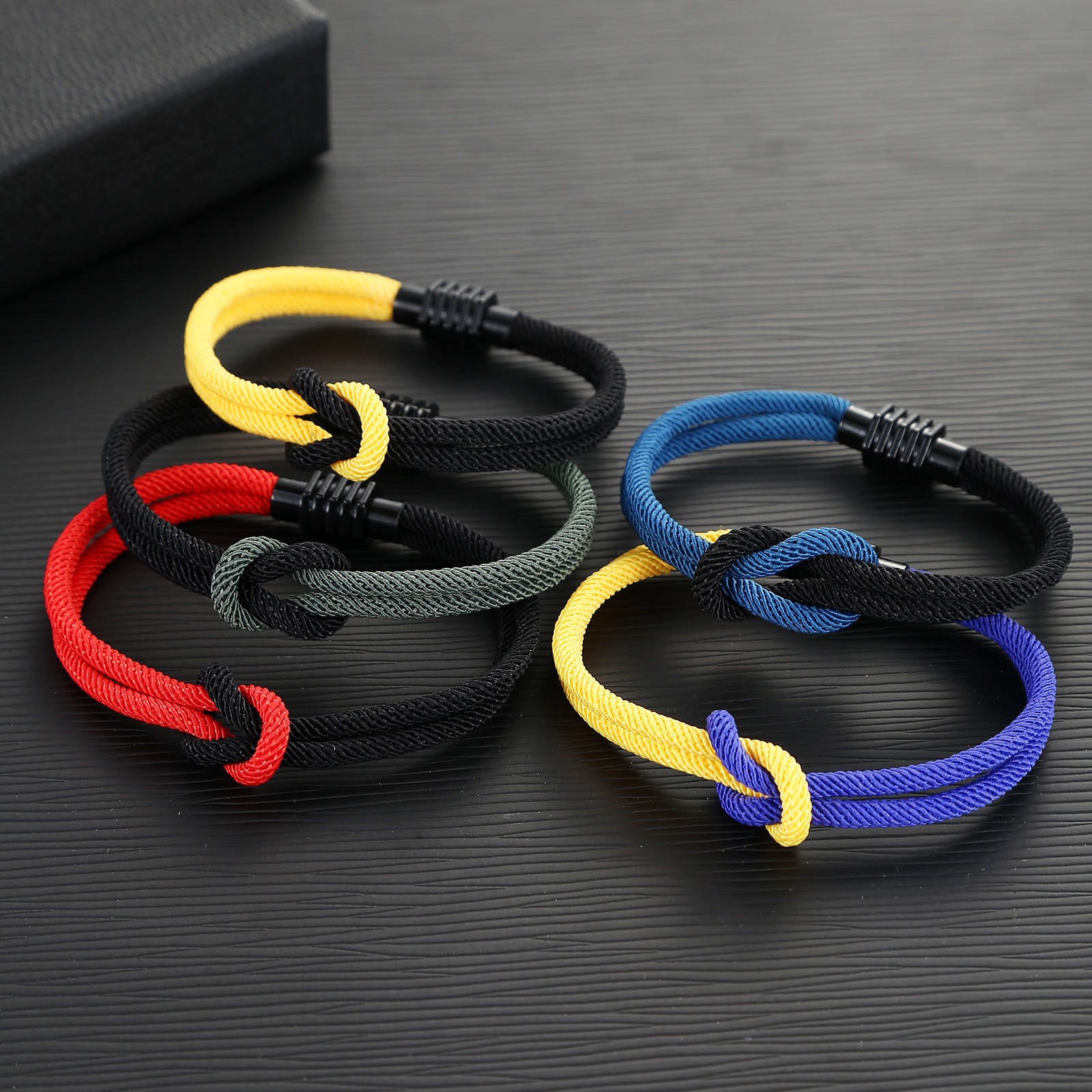 Yellow Black Square Knot Bracelet Men Women Fashion Magnet Bangle Outdoor Hot gallery