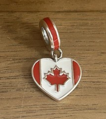 S925 Sterling Silver Canada Flag Heart Charm European Style