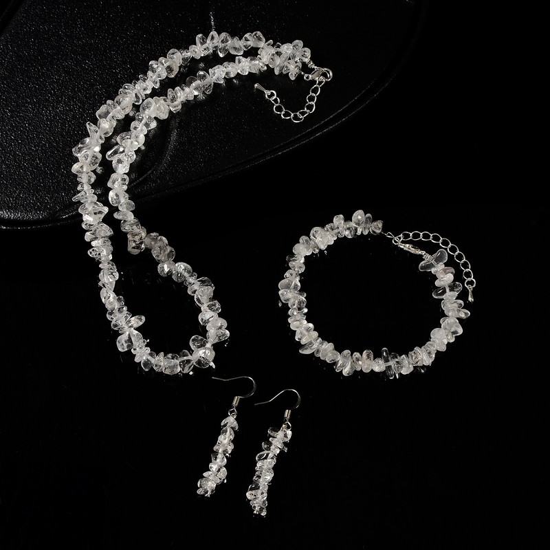 Natural Clear Quartz Chips Beads 5-8mm Jewelry Set Bracelet Earrings Necklace gallery