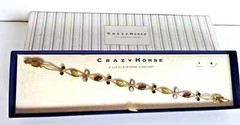 LIZ CLAIBORNE CRAZY HORSE GREEN RED CRYSTAL STONES SILVER BRACELET NEW #619