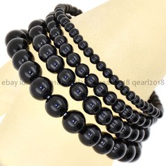 Handmade Natural Stone 4/6/8/10/12/14mm Round Gems Beads Elastic Bracelet 7.5”