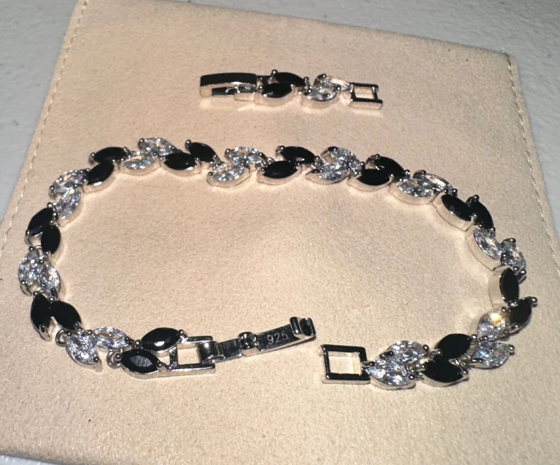 9 Ct Marquise Simulated Sapphire Women's Tennis Bracelet 14K White Gold Plated gallery