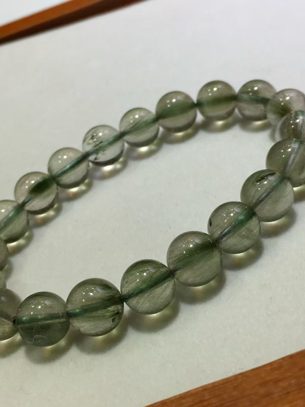 Genuine Natural Green Rutilated Quartz Crystal Round Beads Bracelet 9mm AAAAA gallery