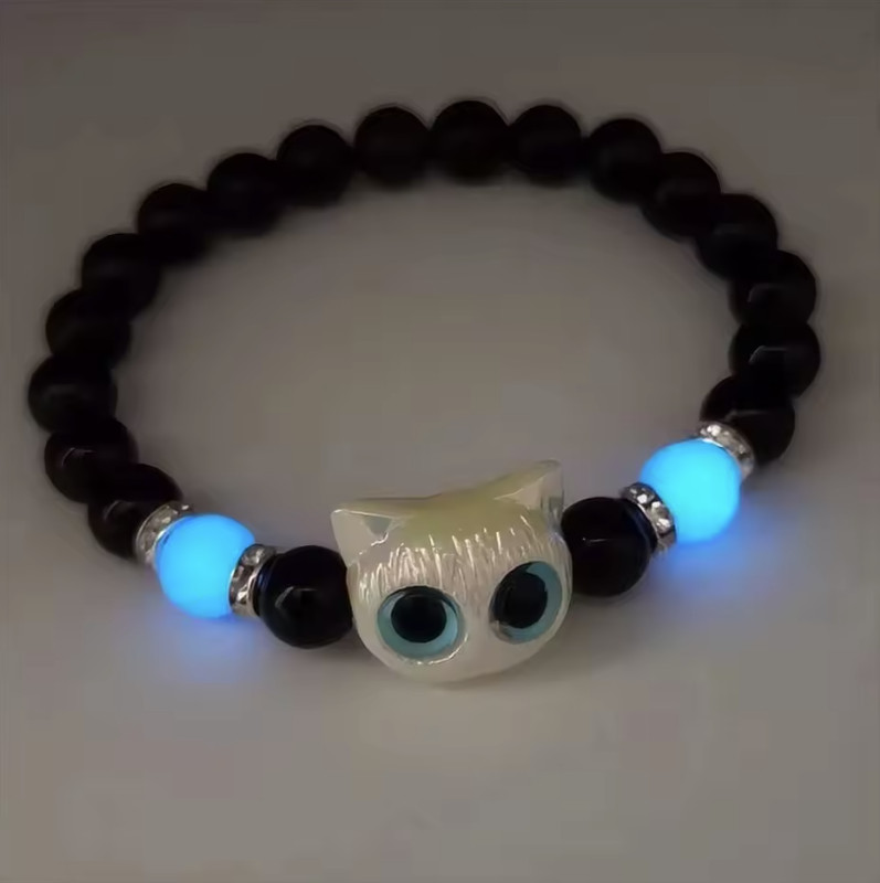 1PC Luminous Cat Couple Bracelet: Matching Black White Glow In Dark Gift - NEW gallery