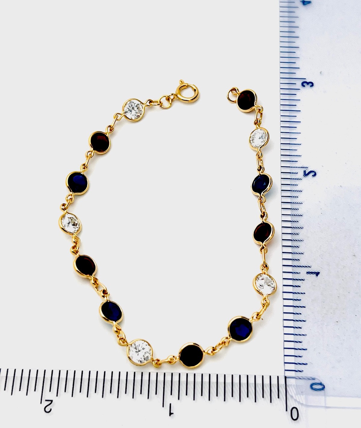 DaneCraft 24KT Gold Over 925 Sterling Silver Multicolor CZ Bracelet 7” gallery