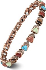Tobillera magnética de cobre puro al 99,99 % para mujer – Corazón floreciente