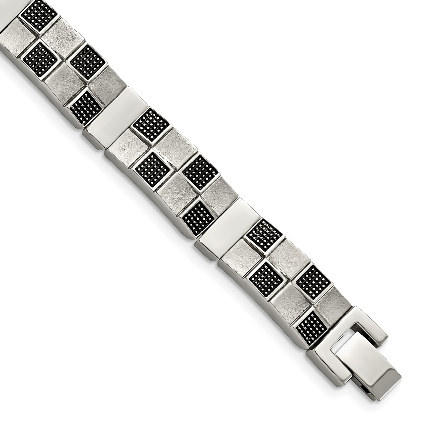 Stainless Steel Antiqued Brushed and Polished 8.25in Bracelet SRB1320 gallery