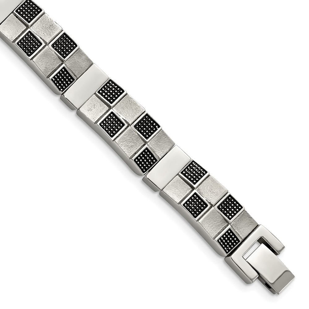 Stainless Steel Antiqued Brushed and Polished 8.25in Bracelet SRB1320