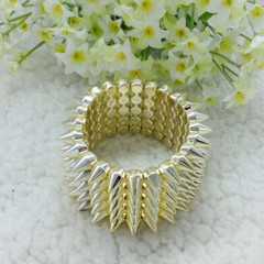 Hot Woman’s Plastic Golden Punk Rivets Bullet Elastic Stretch Bangle Bracelets