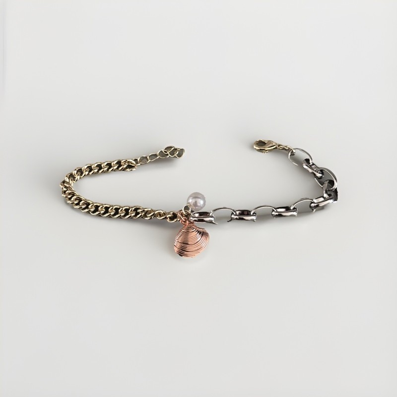 Modern Coastal Bold Charm Bracelet - Mixed Chain, Multi-tone Gold Plated - New gallery