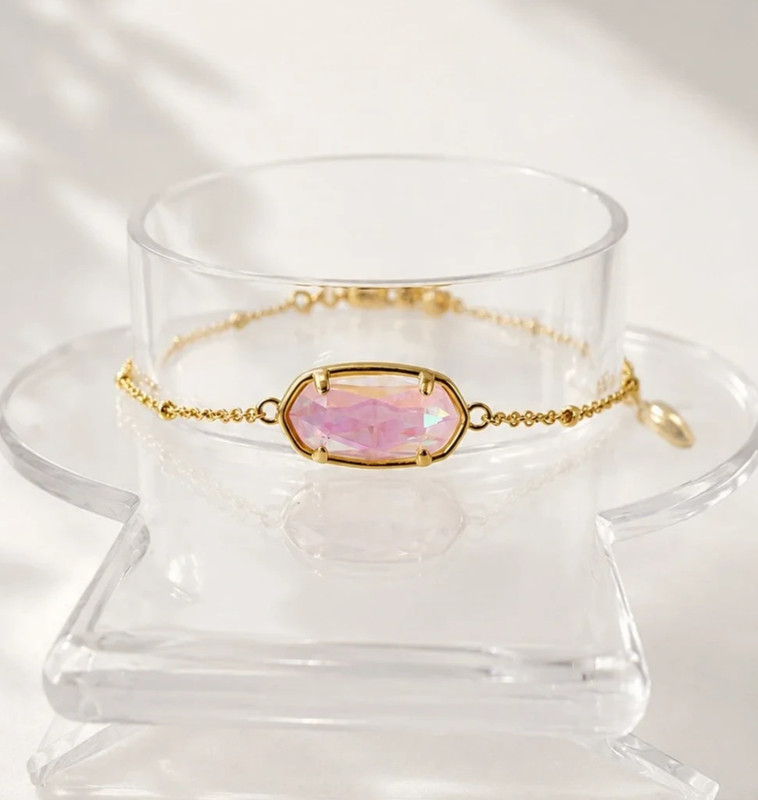 Kendra Scott Framed Elaina Gold Delicate Chain Bracelet in Dichroic Glass gallery