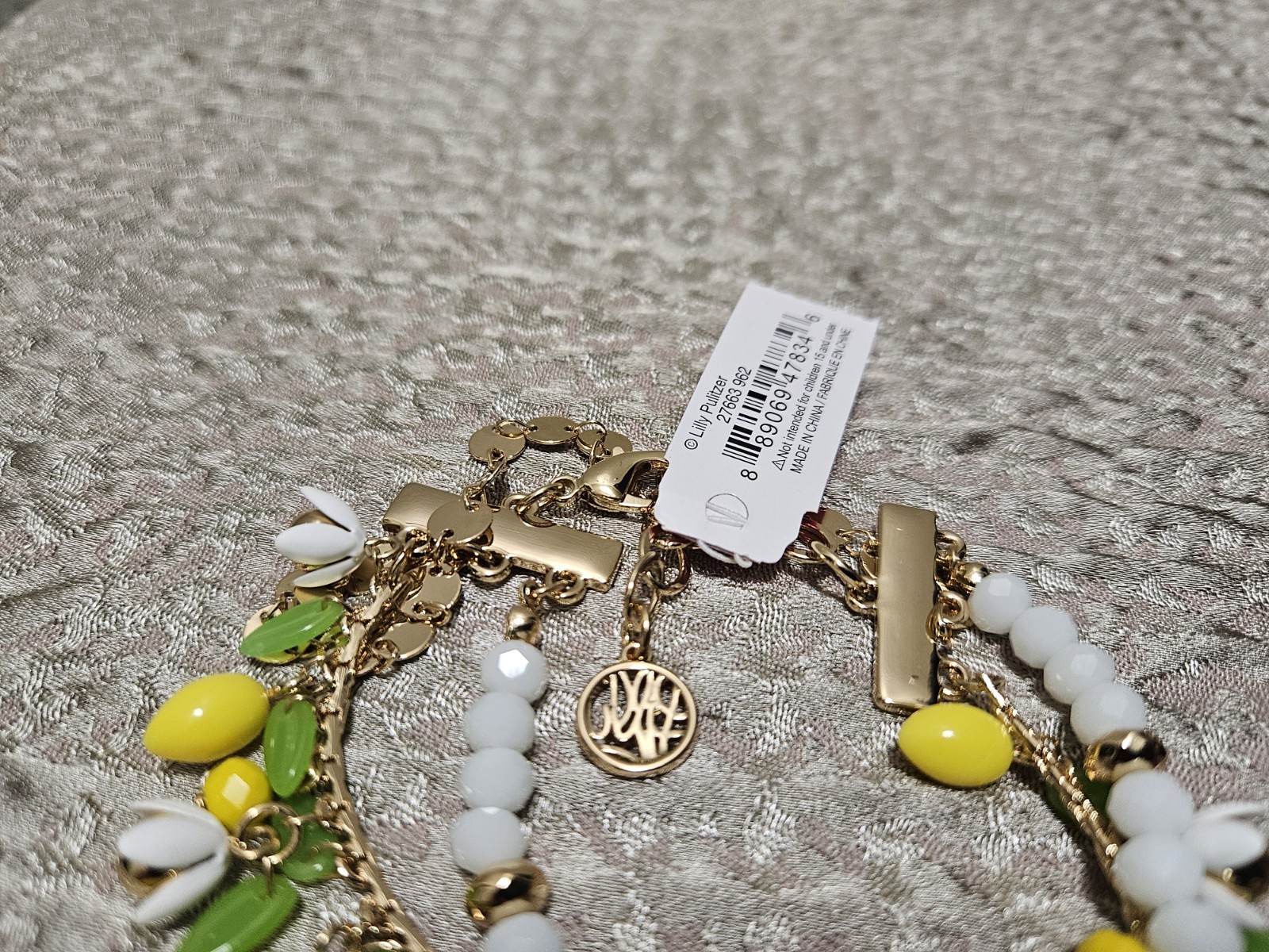 LILLY PULITZER BRACELET⭐ YELLOW LEMON TASSEL ⭐️ NWT3 Strand Beaded Chain gallery