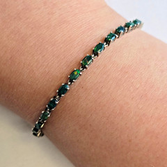 Sterling Silver Bracelet 6.11g Fine Jewelry 8.5″ Green Stones *READ*