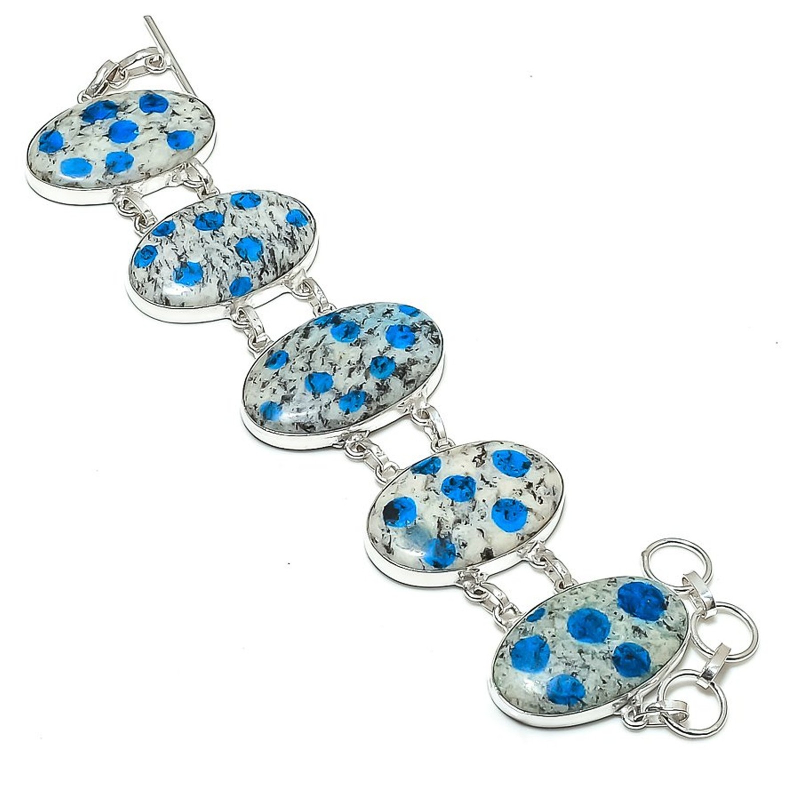 K2 Azurite Oval Shape Gemstone Handmade Fashion Gift Jewelry Bracelet 8" SR 1563 gallery