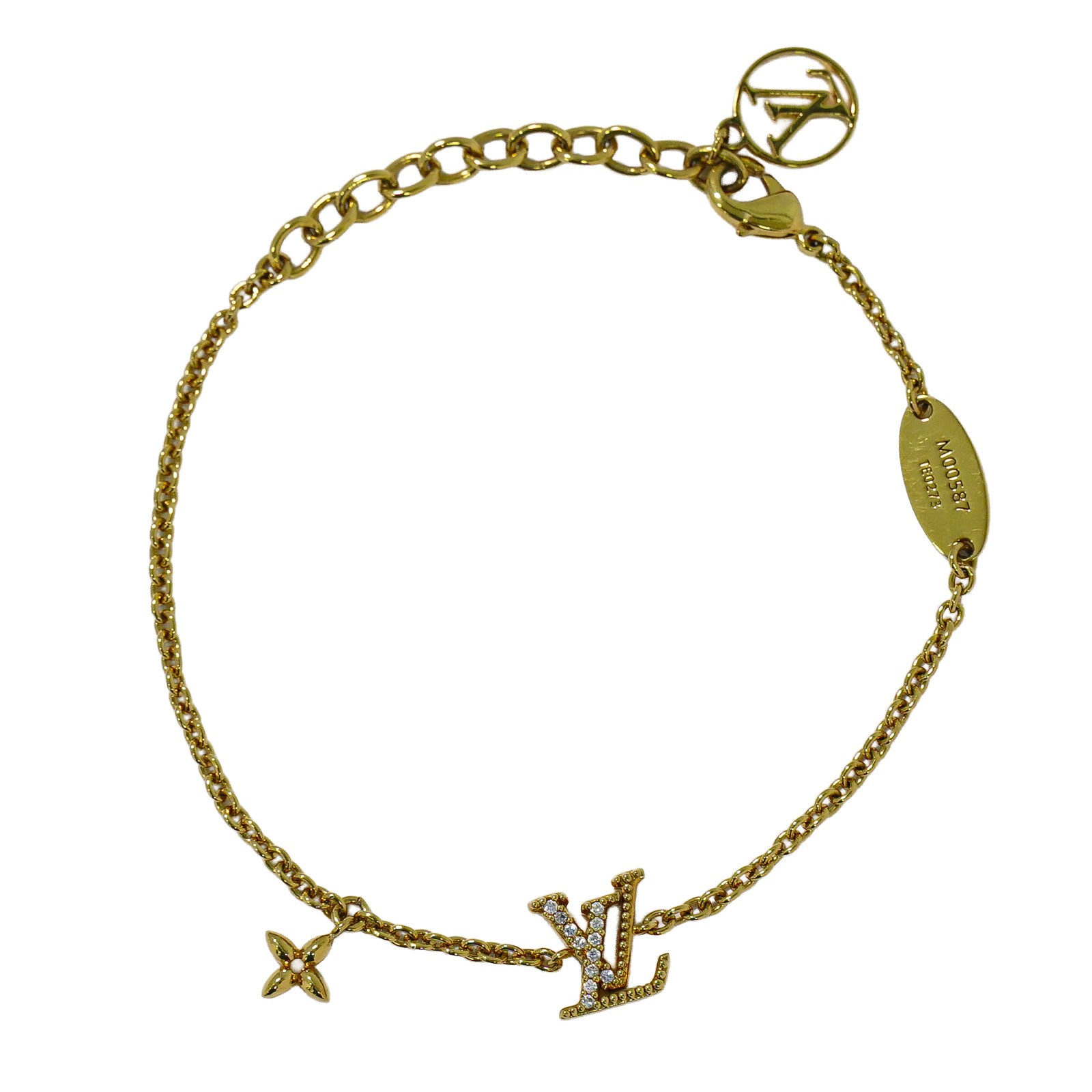 Louis Vuitton LV Iconic M00587 Rhinestone Gold Plated Bracelet 19cm gallery