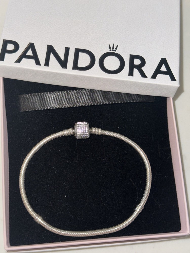 Authentic Pandora MOMENTS Sparkling Pave Clasp Bracelet #590723CZ