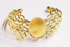 8 of 25x18mm Shiny Gold Victorian Art Deco Le Fleur Cuff Settings 4 Cabochons