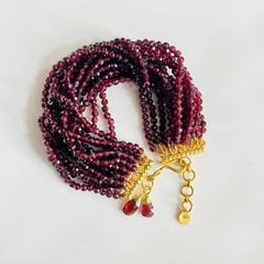 2-3MM Dainty Garnet Faceted Round Gemstone Beads Women 10 Layer Bracelet 6-8”