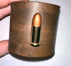 Unique Leather Cuff Bracelet Bullet Edgy Military Emo Ammo Men’s Women’s Hunting