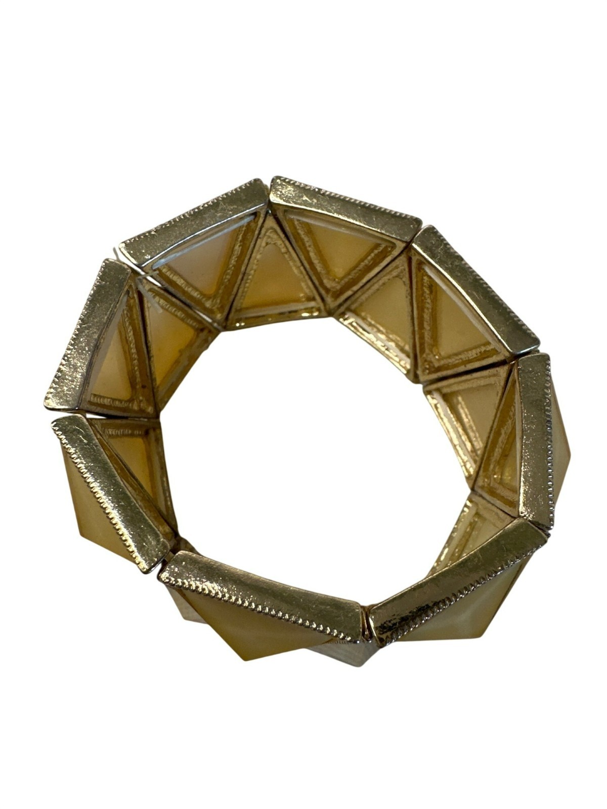 Gold-Tone Geometric Stretch Bracelet Yellow Acrylic Triangles Chunky Statement gallery