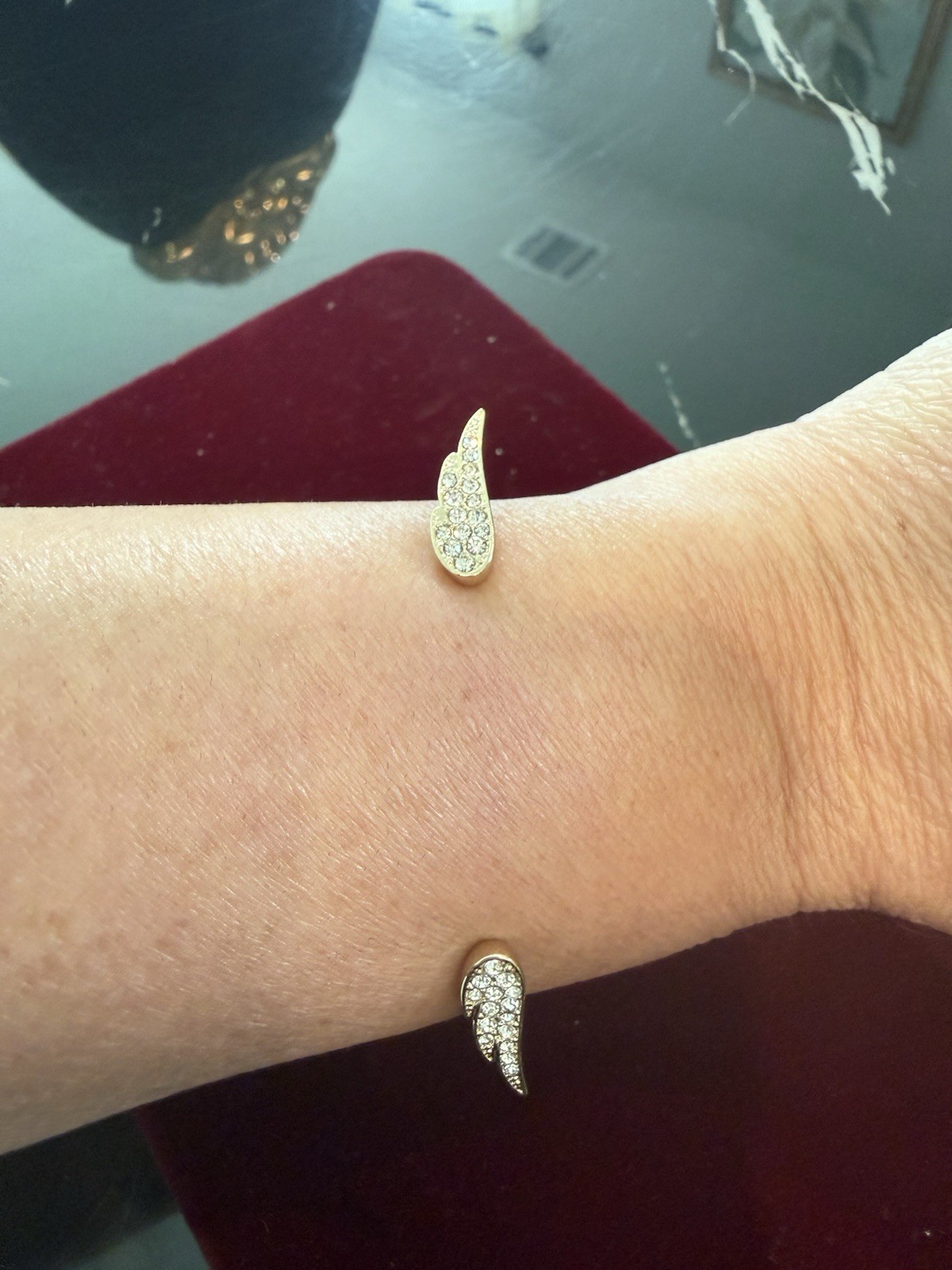 Gold Tone Pavé Crystal Open Cuff Bracelet, White/Colorless Crystal gallery