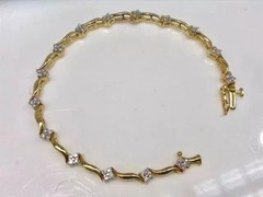 4 Ct Round Cut Real Moissanite Women’s Tennis Bracelet 14K Yellow Gold Plated