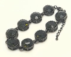 chunky round Olive Green Cubic zirconia black nickel plating fashion bracelets
